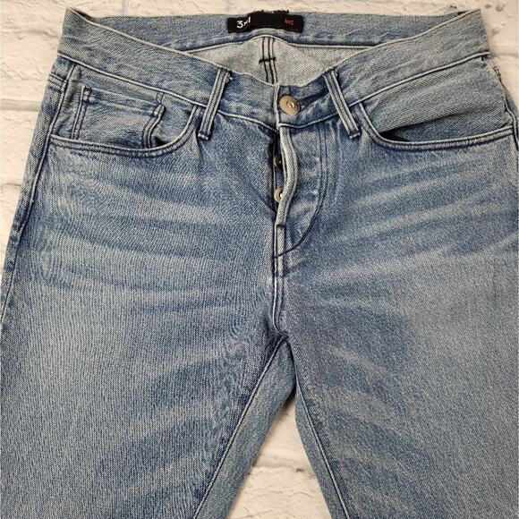 3x1 NYC Boho Fringed Straight Crop Ankle Jeans Stella Wash size 25 - Picture 6 of 13